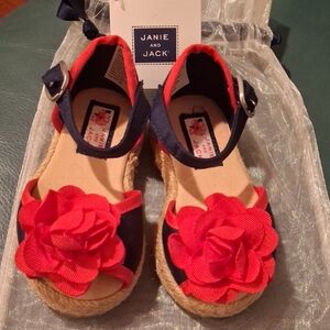 Janie and Jack Navy and Red Floral Kids Sandals